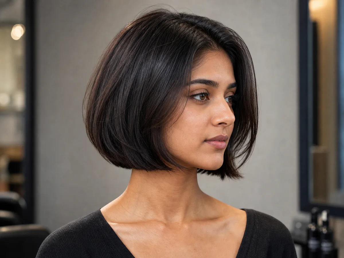 Precision bob haircut with a clean, polished shape.
